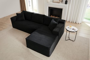 L-Shaped Convertible Modular Sectional Sofa Set Corduroy Fabric Deep-<b>Seat</b> No Assembly Required Comfy Sleeper Living Room - Product Image 2