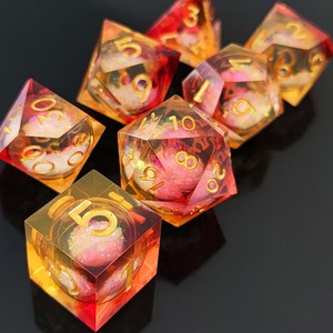 <span class=keywords><strong>Juego</strong></span> de Dados RPG de Resina Poliédrica con Núcleo de Arena Movediza Roja y Rosa Brillante, Accesorio para Juegos de Rol - Product Image 2