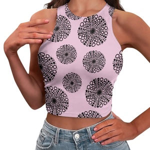 Gran Oferta personalizada Aloha Hawaiian Sea Urchin Prints Casual Elastic Women's Tight Navel-Baring Vest Without Borders Print on Demand - Product Image 3