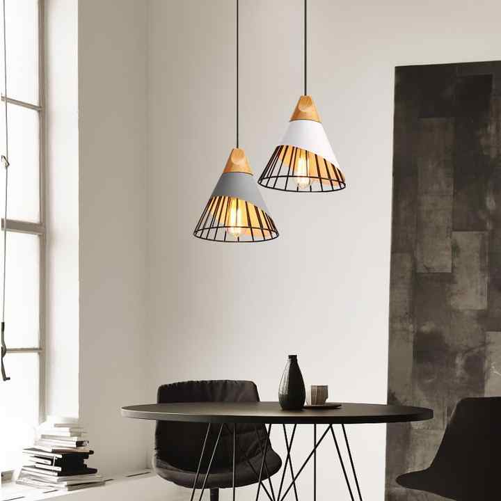 Modern Nordic Style Pendant Lamp Warm White Wood Aluminum Hanging Light Fixture 3000K CCT for House Chandeliers Pendant Lights