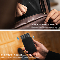 Dompet Kartu Kulit Asli Tipis Mewah Tahan Lama Anti RFID Magnetik Unisex Logo Kustom Berkualitas Tinggi