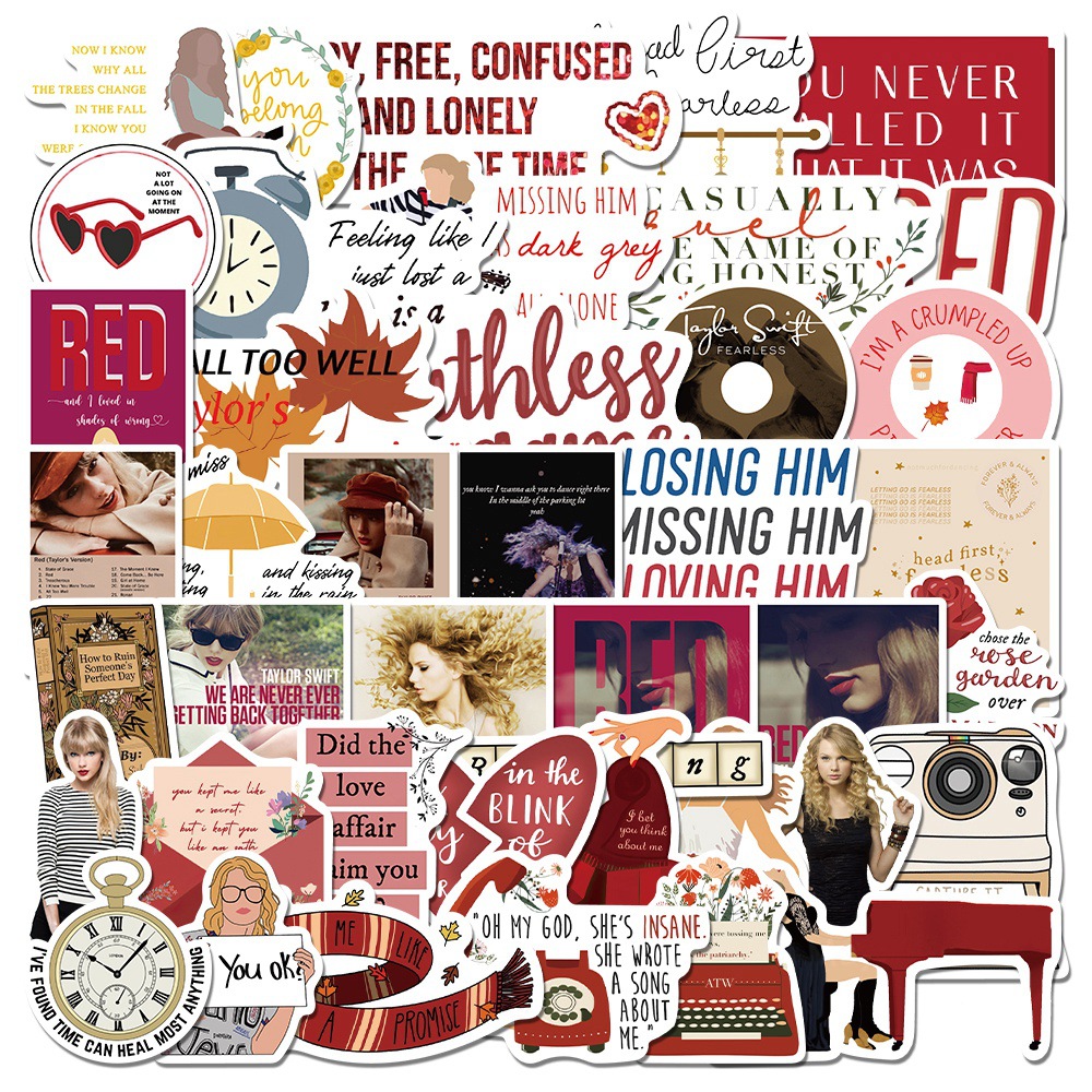 FE161 Red+Fearless-50pcs sticker/bag