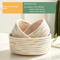 Panier de rangement rond moderne en coton tressé, écologique, pour articles divers, cosmétiques et accessoires de bureau