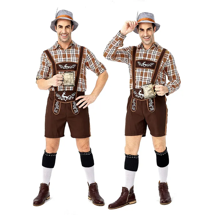 Disfraz de Carnaval para adultos, disfraz de Lederhosen Oktoberfest para hombre, disfraz de cerveza