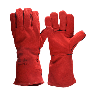 गर्मी प्रतिरोधी लंबे हाथ चमड़े छूत वेल्डिंग दस्ताने वेल्डर के लिए श्रमिकों, चीन और पाकिस्तान से - Product Image 3