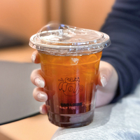 Gobelet jetable transparent en PET pour boisson froide, OEM ODM, impression personnalisée du logo, gobelet en plastique pour café, bubble tea, boba avec couvercle
