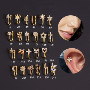 Boucle d'oreille sans Piercing pour le nez, 1 pièce, anneau en fleur, cœur, étoile, couronne, manchette en Cartilage, Helix, offre spéciale - Product Image 2
