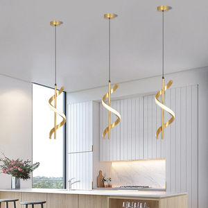 Spiral Pendant <b>Light</b> Led Modern Minimalist <b>Chandelier</b> For Kitchen Dining Room Single Head Touch Control E26 - Product Image 1