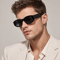 Gafas de Sol Polarizadas Negras para Hombre, con Logotipo Personalizado, Diseño Moderno 2026, Montura Rectangular Gruesa, Protección UV, Gafas de Sol para Mujer