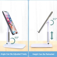 Support de téléphone portable pliable, réglable en hauteur et en angle, en alliage d'aluminium et silicone, compatible iPad, léger, pour bureau et maison