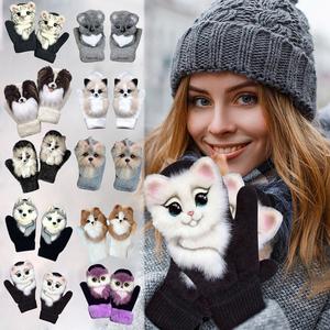 Gants épais en tricot avec des dessins 3D pour fille, accessoire d'hiver, magasin d'usine, cadeaux de noël, vente en gros - Product Image 2