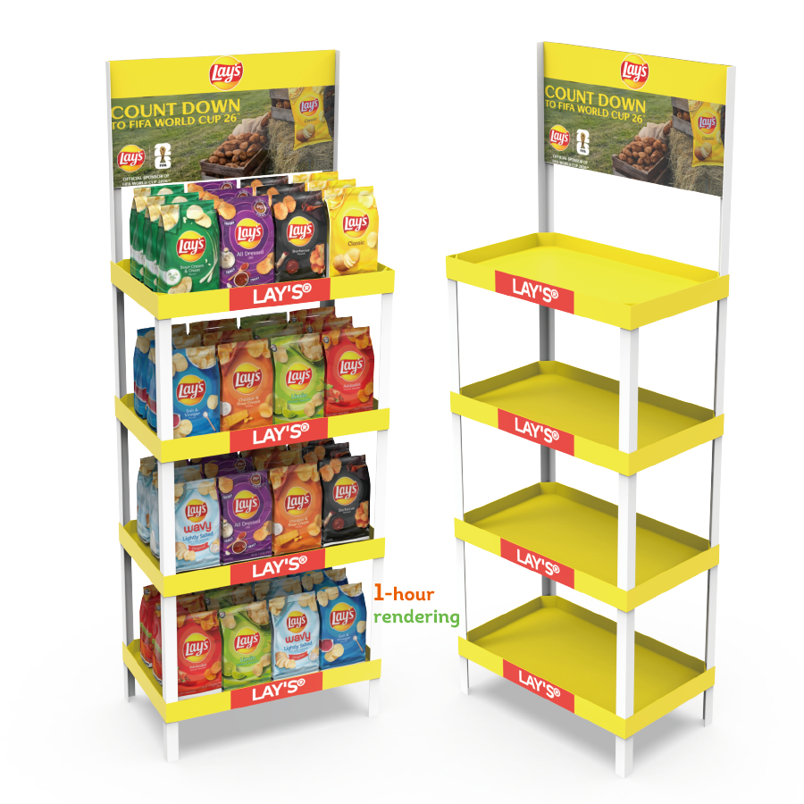 Customized PVC Laminate Light Duty Multi-Tier Floor Standing Potato Chips Display Stand for Supermarkets — view 1