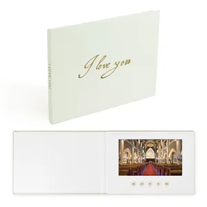 I LOVE YOU GOLD FOIL wedding video book with 7 inch IPS Display Linen Bound New material wedding invitation card