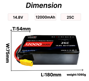 Long Lasting <strong>Battery</strong> 2S 3S 4S <strong>Lipo</strong> <strong>Battery</strong> Pack 10Ah 12Ah 16Ah 22Ah with Solf Case for FPV Drone RC Plane Aircraft Bait Boat - Product Image 3