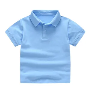 Vente en gros de polos pour enfants, couleur unie, coton, manches courtes, T-shirts et polos pour garçons