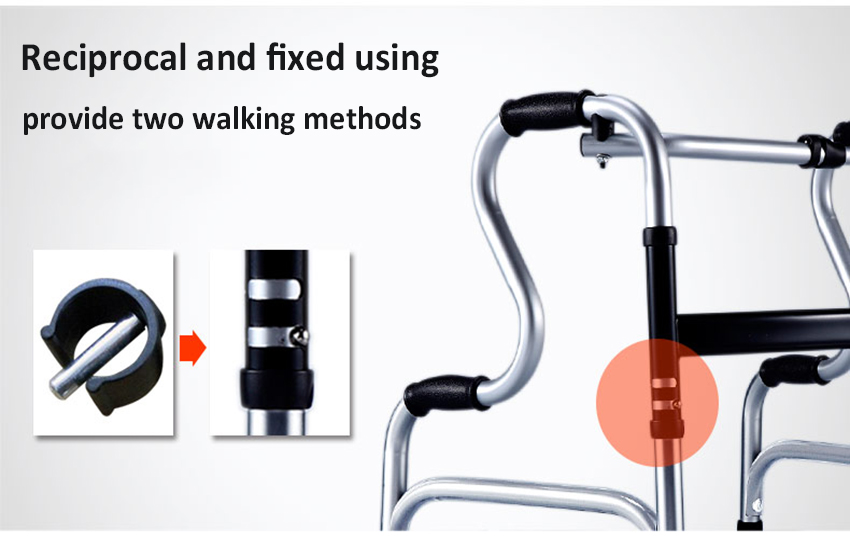 Aluminum Adjustable Folding Wheel Walker with Stand Aid Handle