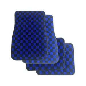 Customized good quality and bespoke checkeboard design car floor mats for all car universal 4pcs 5pcs JDM