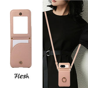 Bolso de mano tipo bandolera de cuero PU para mujer, diseño de funda para teléfono con cordón, espejo de maquillaje, correa para teléfono, funda para <span class=keywords><strong>Google</strong></span> <span class=keywords><strong>Pixel</strong></span> 10 Pro - Product Image 2