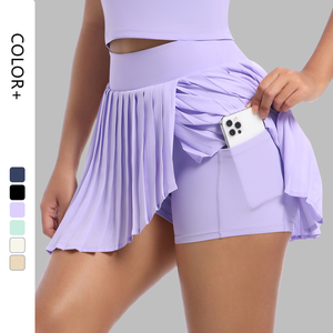 Jupes de tennis plissées personnalisées pour femmes avec short intégré, jupes de golf rehausseuses de fessiers avec poches, jupes décontractées d'extérieur - Product Image 1