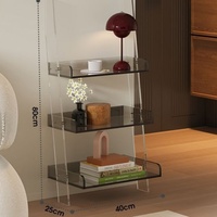 Table d'appoint en acrylique haut de gamme, table d'angle transparente minimaliste pour salon, armoire de rangement de chevet pour chambre à coucher