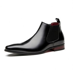 2025 New British-Style Men's Genuine Leather <b>Boots</b> Microfiber-Lined Business Formal Square-Toe Ankle <b>Boots</b> Double - Product Image 3