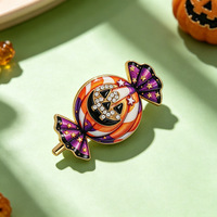 Bros Pin Enamel Berhiaskan Rhinestone Bentuk Labu Halloween untuk Hadiah Halloween dan Thanksgiving Grosir