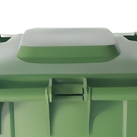 Poubelle à roulettes de 240 L, bac à déchets carré en HDPE, couvercle rabattable, poubelle à deux roues pour le nettoyage urbain extérieur