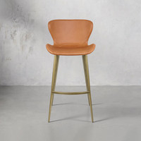 Tabouret de bar en cuir de luxe léger, chaise haute non réglable, design italien importé pour îlot de cuisine et bar, modèle 7268