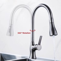 Robinet d'évier de cuisine direct d'usine Style classique moderne coulissant avec eau chaude froide rotative anti-éclaboussures lave-vaisselle en laiton