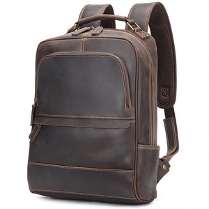 Sac à dos en cuir vintage Crazy Horse <span class=keywords><strong>fait</strong></span> à la <span class=keywords><strong>main</strong></span> en cuir véritable sac à dos rétro en peau de vache <span class=keywords><strong>cartable</strong></span> voyage sac à dos pour hommes sac à dos - Product Image 3