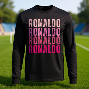 T-shirt à manches longues avec nom personnalisé Ronaldo, col rond, impression numérique, unisexe, pour adultes, sports et jeux - Product Image 3