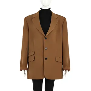 供应商女式套装单排扣棕色休闲夹克超大女式西装外套
