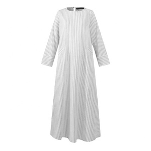 <span class=keywords><strong>Vestido</strong></span> Musulmán para Mujer, Tallas S-5XL, Estilo Retro, <span class=keywords><strong>Vestido</strong></span> Informal <span class=keywords><strong>de</strong></span> Moda para Mujer, Manga Larga, a Rayas - Product Image 4