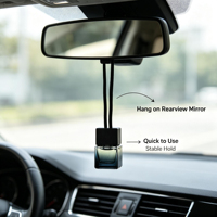 Diffuseur de voiture suspendu OEM haut de gamme avec verre dégradé et capuchon noir mat pour cadeaux d'image de marque d'entreprise