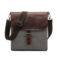 Tas selempang kulit crazy horse vintage grosir untuk pria, tas bahu kulit asli pria