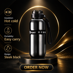 Gobelet isotherme en acier inoxydable avec logo personnalisé, bouteille d'eau isolée, grande capacité, tasse de voyage avec cordon de transport - Product Image 5