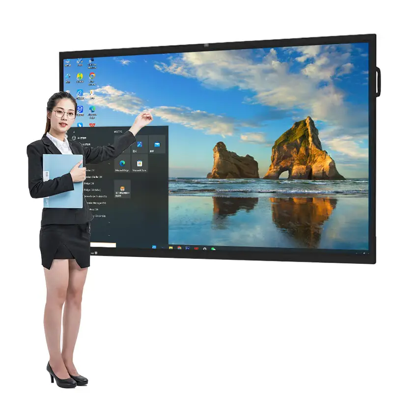 2024 New Big Kích thước 86 inch màn hình cảm ứng kỹ thuật số phẳng Bảng điều chỉnh lớp thông minh bảng tương tác Bảng LCD video tường bảng thông minh