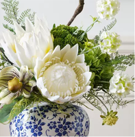 Arrangement floral artificiel minimaliste moderne en protea, ensemble complet avec vase en céramique, centre de table pour la décoration du salon