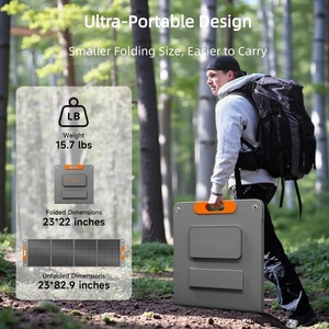 Alimentez vos aventures en plein air avec le panneau solaire portable pliable Alecter Solar 200W, 23% d'efficacité, noir, charge rapide, certifié TUV. - Product Image 3