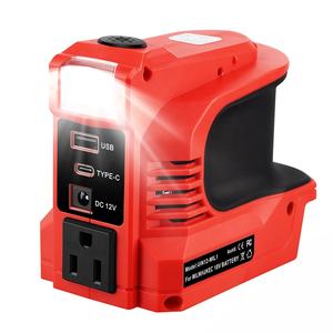 Convertisseur de courant pour batterie Milwaukee <span class=keywords><strong>18V</strong></span>, DC <span class=keywords><strong>18V</strong></span> vers AC 110V/220V, adaptateur de chargeur de batterie, port USB et Type-C et DC, lumière LED - Product Image 1