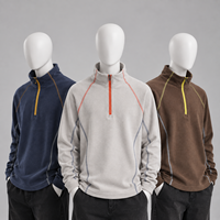 Sweat-shirt décontracté à manches longues pour homme, en polaire brossée double face, avec fermeture éclair quart de tour, pour les sports de plein air