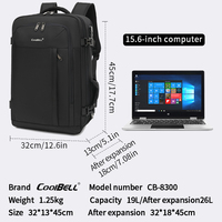 CoolBELL Sac à dos antivol pour ordinateur portable 15 pouces pour homme, imperméable, extensible, pour le travail et les voyages d'affaires, avec port de chargement USB