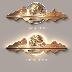 Pinturas acrílicas LED de paisaje de lujo moderno, decoración de pared de oro azul de alta definición para sala de estar, decoración del hogar, venta al por mayor - Product Image 4