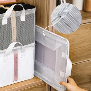 Transparent Pvc Steel Frame Clothing <b>Storage</b> <b>Box</b> Rectangle Foldable <b>Drawer</b> Type Wardrobe Organizer Solid Color Spring 2024 - Product Image 2