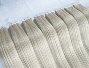 Extensiones de Cabello Humano Virgen Ruso de Color Claro, Inyectadas, Sin Costuras, con Cutícula Alineada, para Cinta Adhesiva Delgada, Venta al por Mayor - Product Image 4
