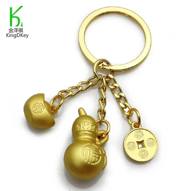 Porte-clés porte-clé Style chinois mignon, pendentif en métal en forme de gourde, porte-bonheur Feng Shui, porte-bonheur