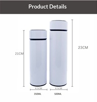 Bouteille de Sport Isotherme Sous Vide à Affichage de Température pour Sublimation, Bouteille d'Eau Intelligente Personnalisable en Acier Inoxydable
