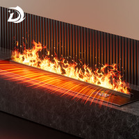 Cheminée électrique encastrable élégante et moderne en acier inoxydable, 60 pouces, avec télécommande et flamme LED, pour hôtel en Malaisie