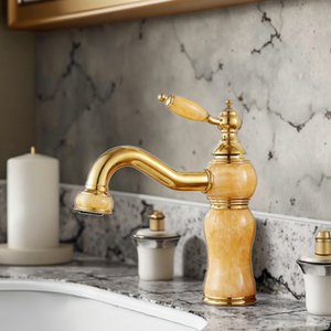 Hiện đại cổ đơn xử lý tĩnh nhiệt sàn gắn vòi chậu rửa đồng thau lưu vực trộn với gốm van lõi đá cẩm thạch nhắm mục tiêu - Product Image 6