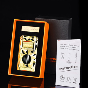 Encendedor de cigarros de tres fuegos de alta calidad, encendedor de antorcha en forma de diamante tridimensional multifuncional, encendedor de regalo inflable - Product Image 6